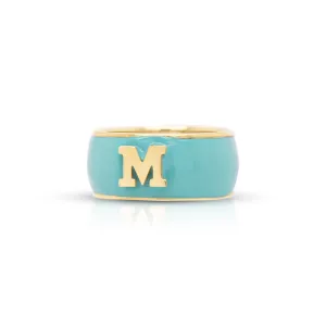 Enamel Gold Initial Ring With Gold Sides (More Colors available)