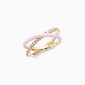 Enamel X Pave Link Ring