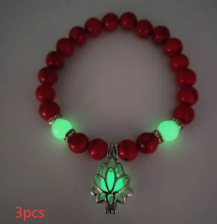 Energy Luminous Lotus Natural Stone Bracelet Yoga Healing Luminous Glow In The Dark Charm Beads Bracelet For Men Women Prayer Buddhism