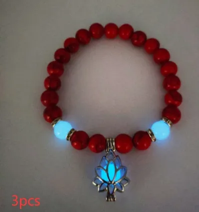 Energy Luminous Lotus Natural Stone Bracelet Yoga Healing Luminous Glow In The Dark Charm Beads Bracelet For Men Women Prayer Buddhism