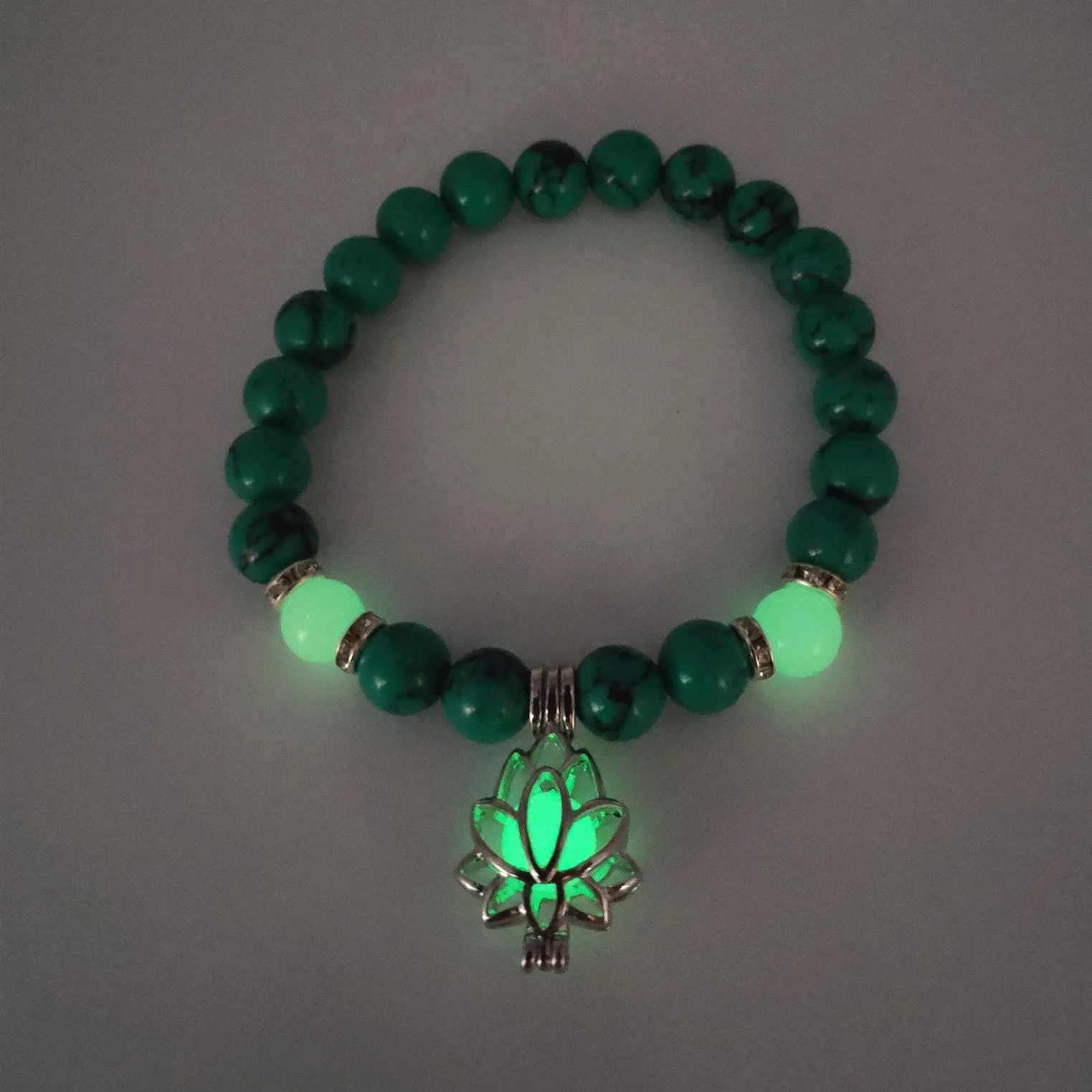 Energy Luminous Lotus Natural Stone Bracelet Yoga Healing Luminous Glow In The Dark Charm Beads Bracelet For Men Women Prayer Buddhism