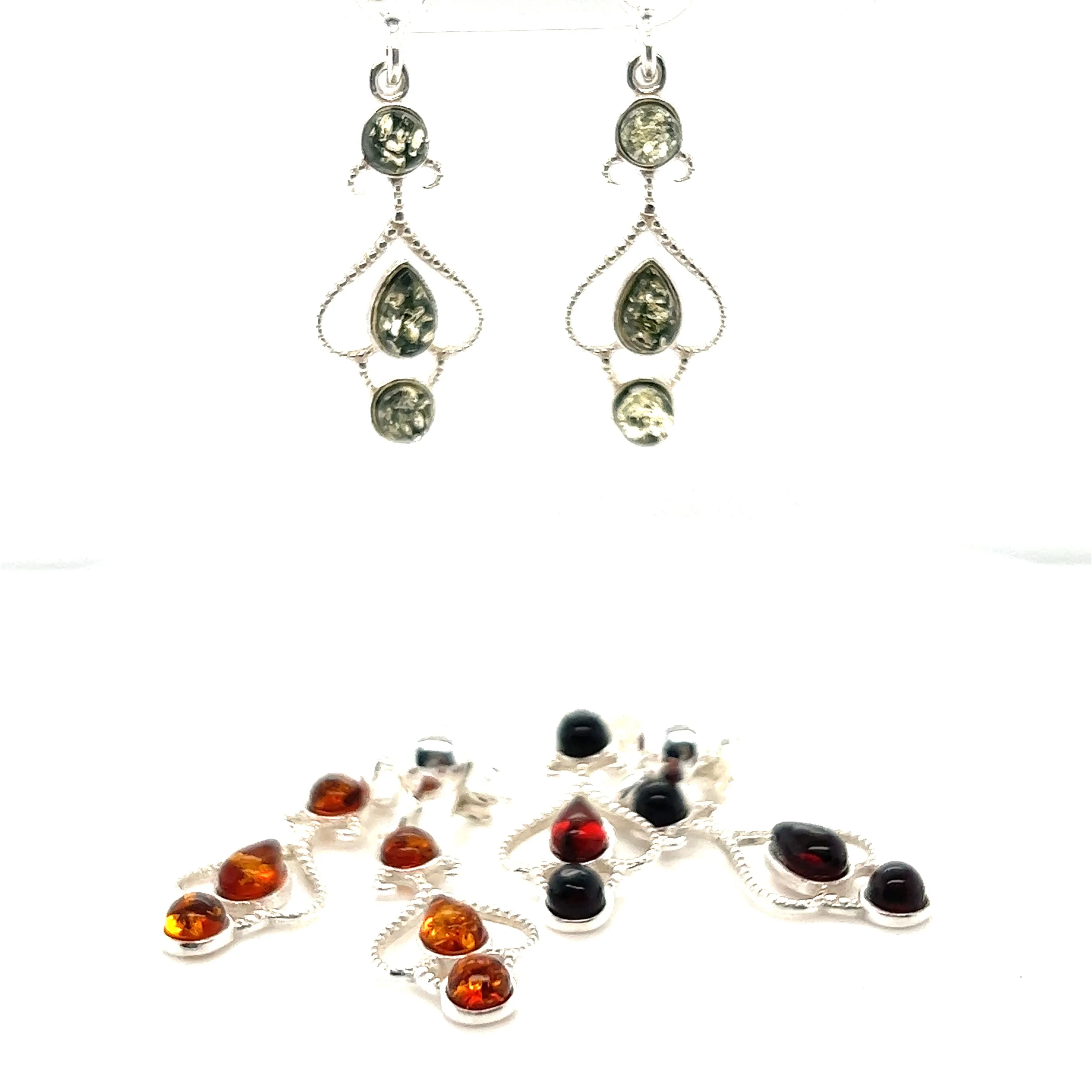 Exquisite Baltic Amber Scroll Earrings