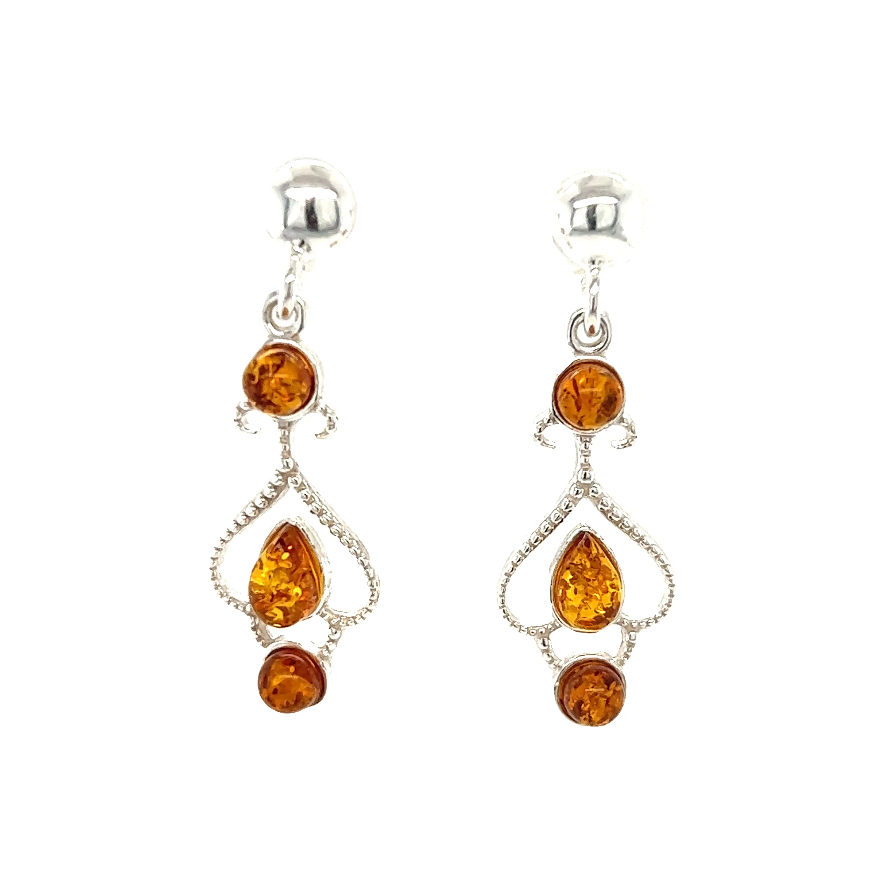 Exquisite Baltic Amber Scroll Earrings