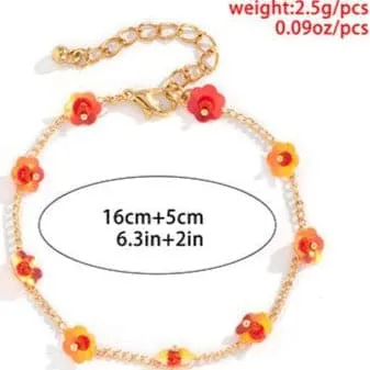 Flower decor chain bracelet