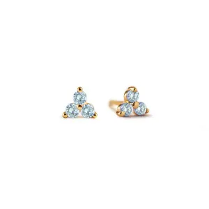 Gemstone Clover Studs Aquamarine