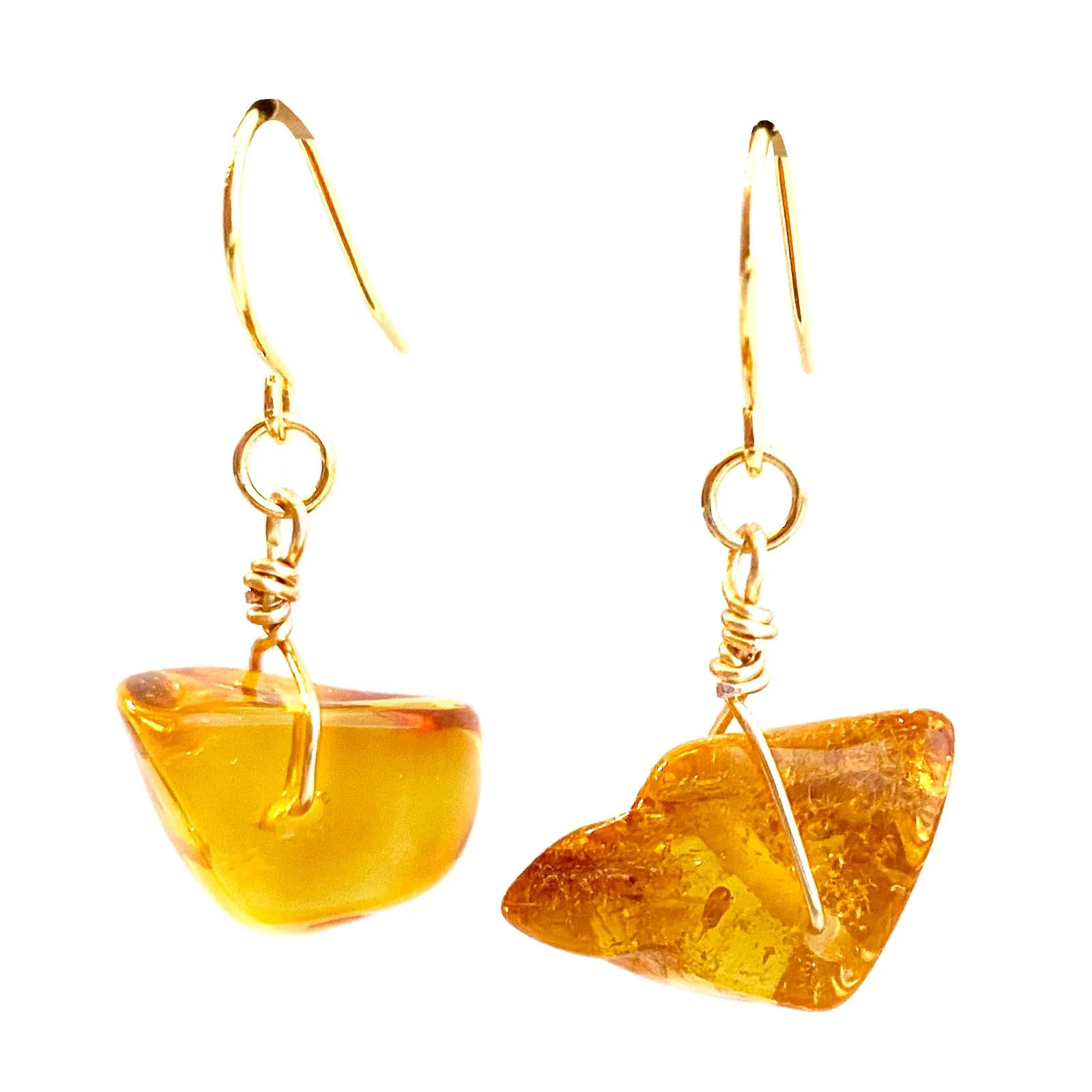 Genuine Natural Baltic Amber Earrings #01 -  Gold plated on Brass Handmade Jewelry - Great gift