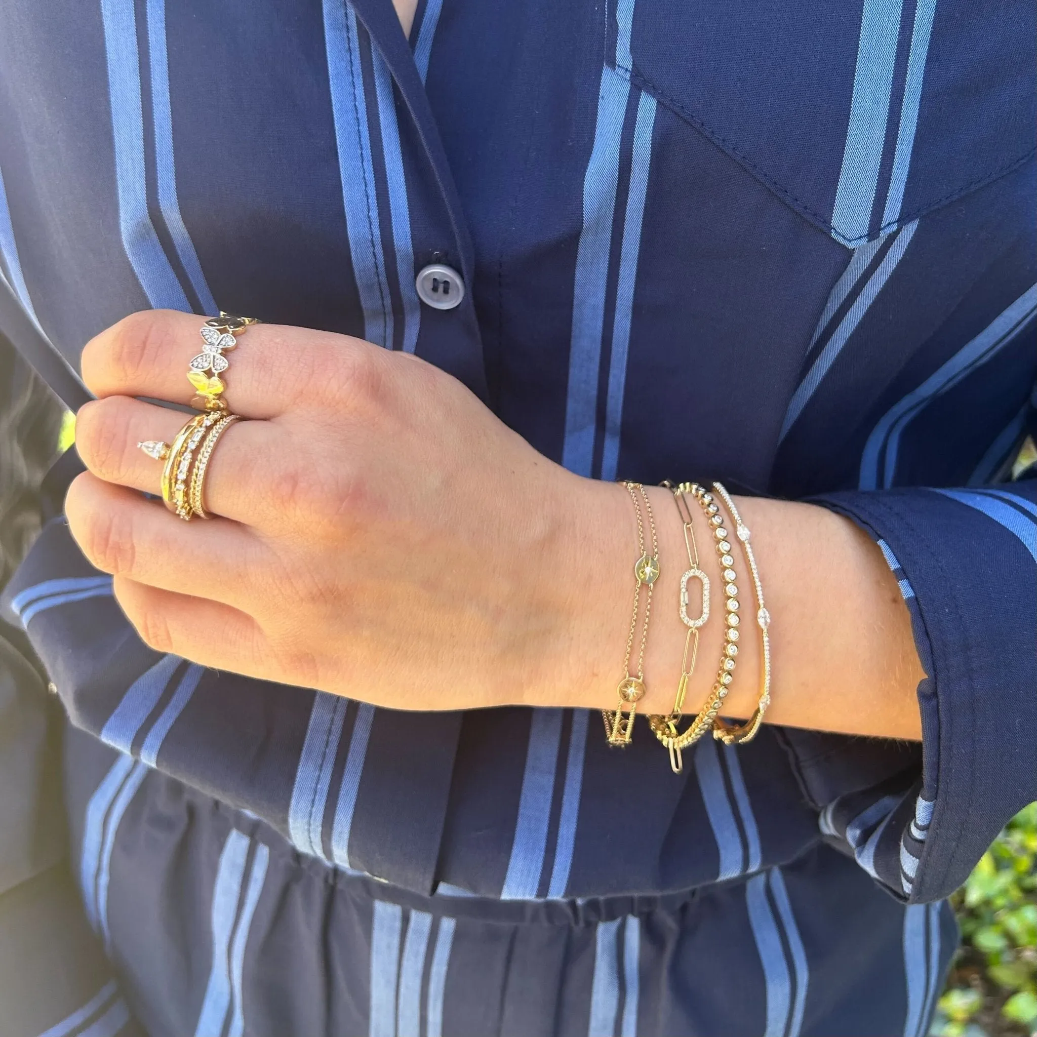 Gold & Diamond Paper Clip Bracelet