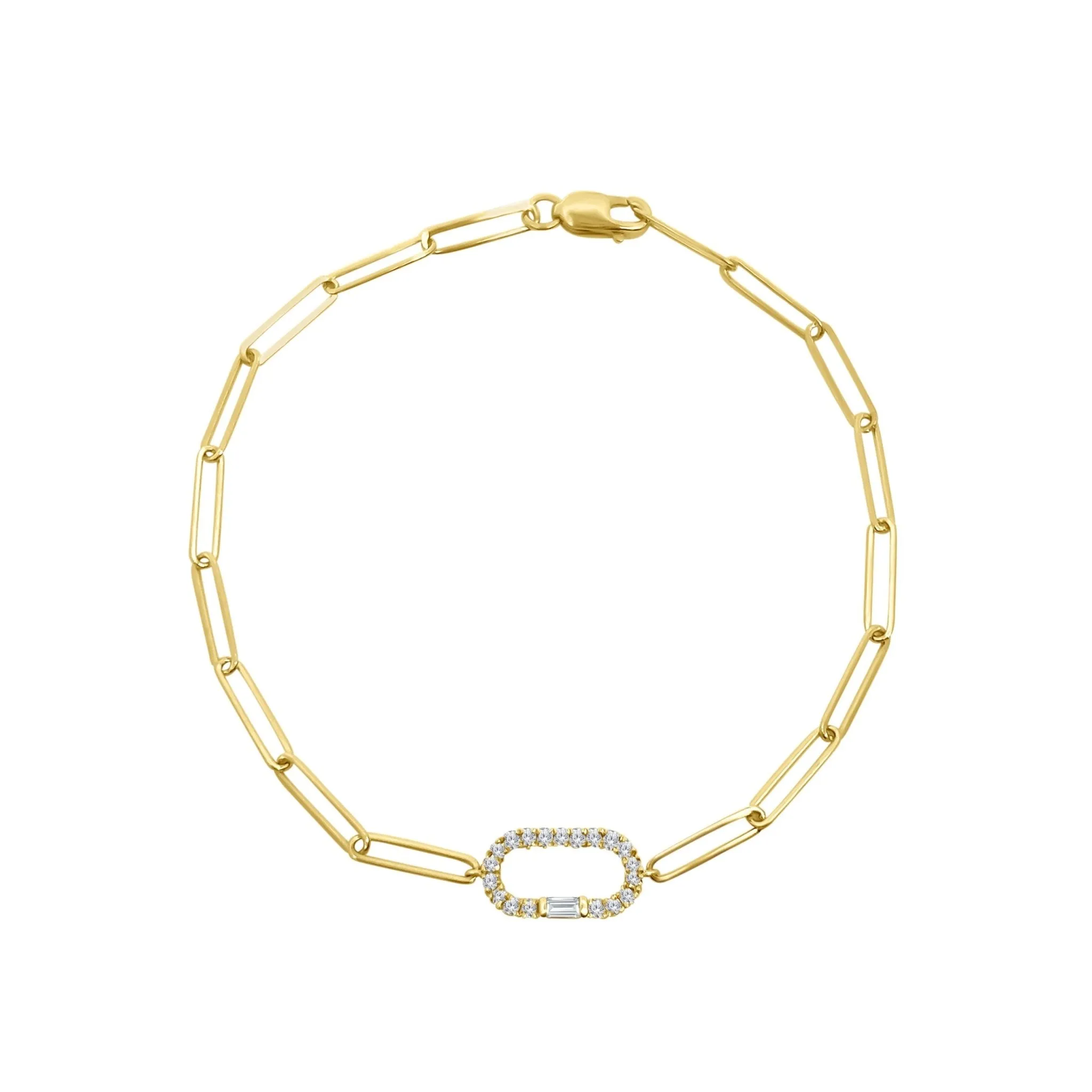 Gold & Diamond Paper Clip Bracelet