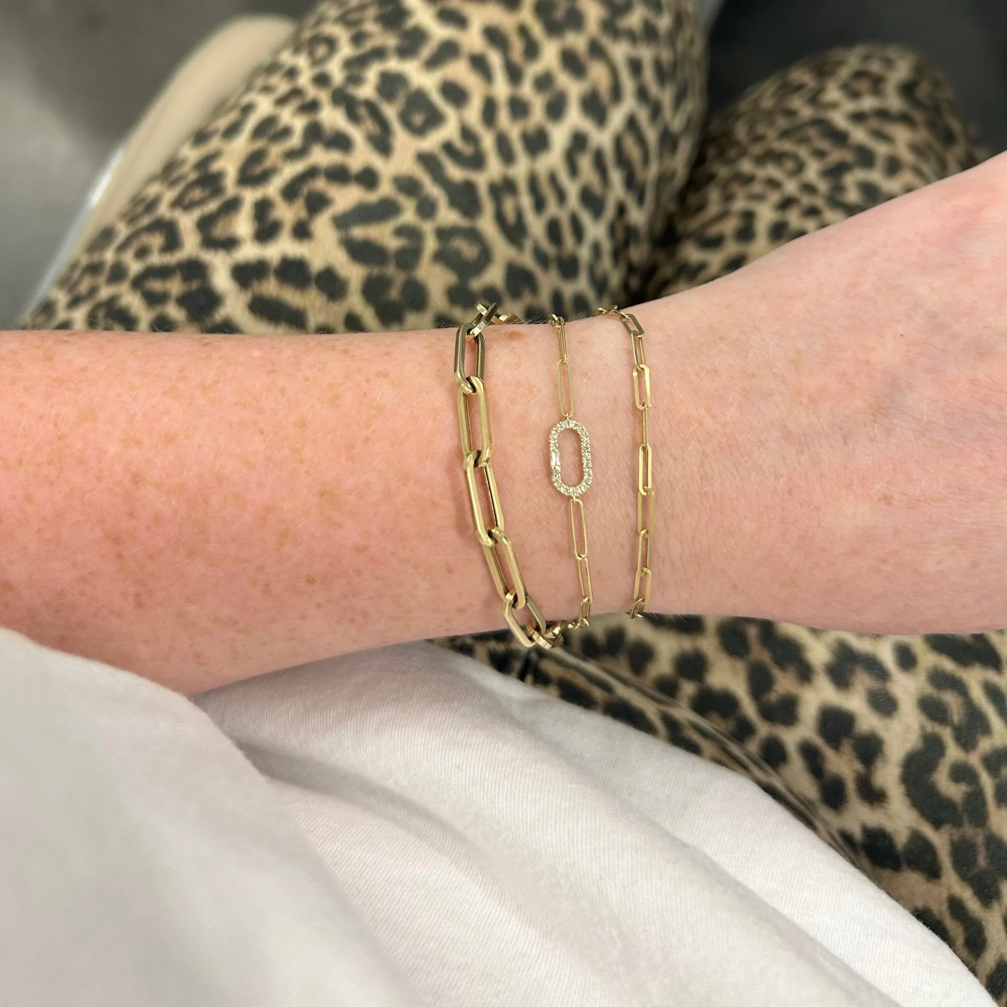 Gold & Diamond Paper Clip Bracelet