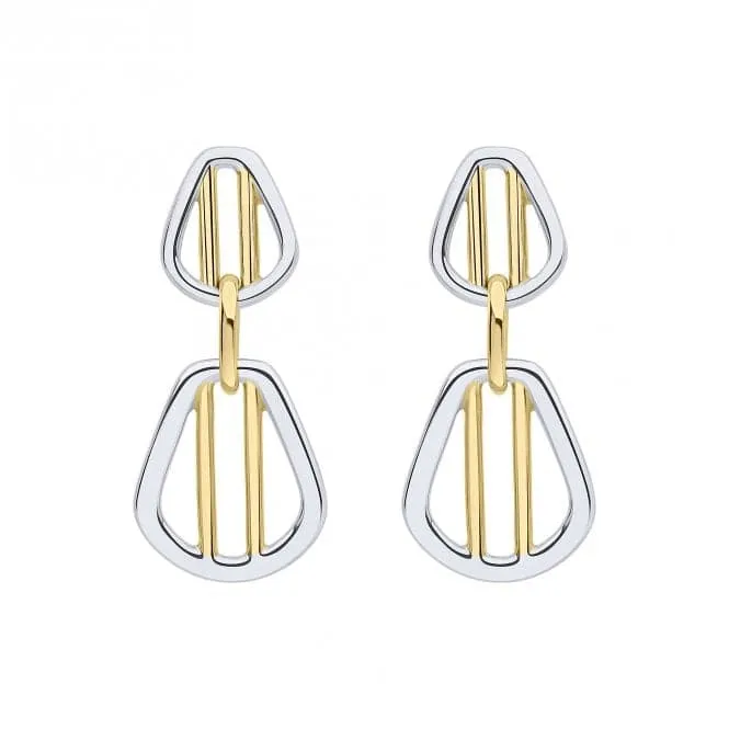 Gold Sterling Silver Cage Bar Drop Earrings E6430