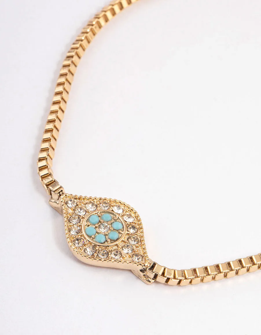 Gold Turquoise Western Bolo Bracelet