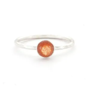 Hammered Silver Sunstone Ring - PLUMERIA