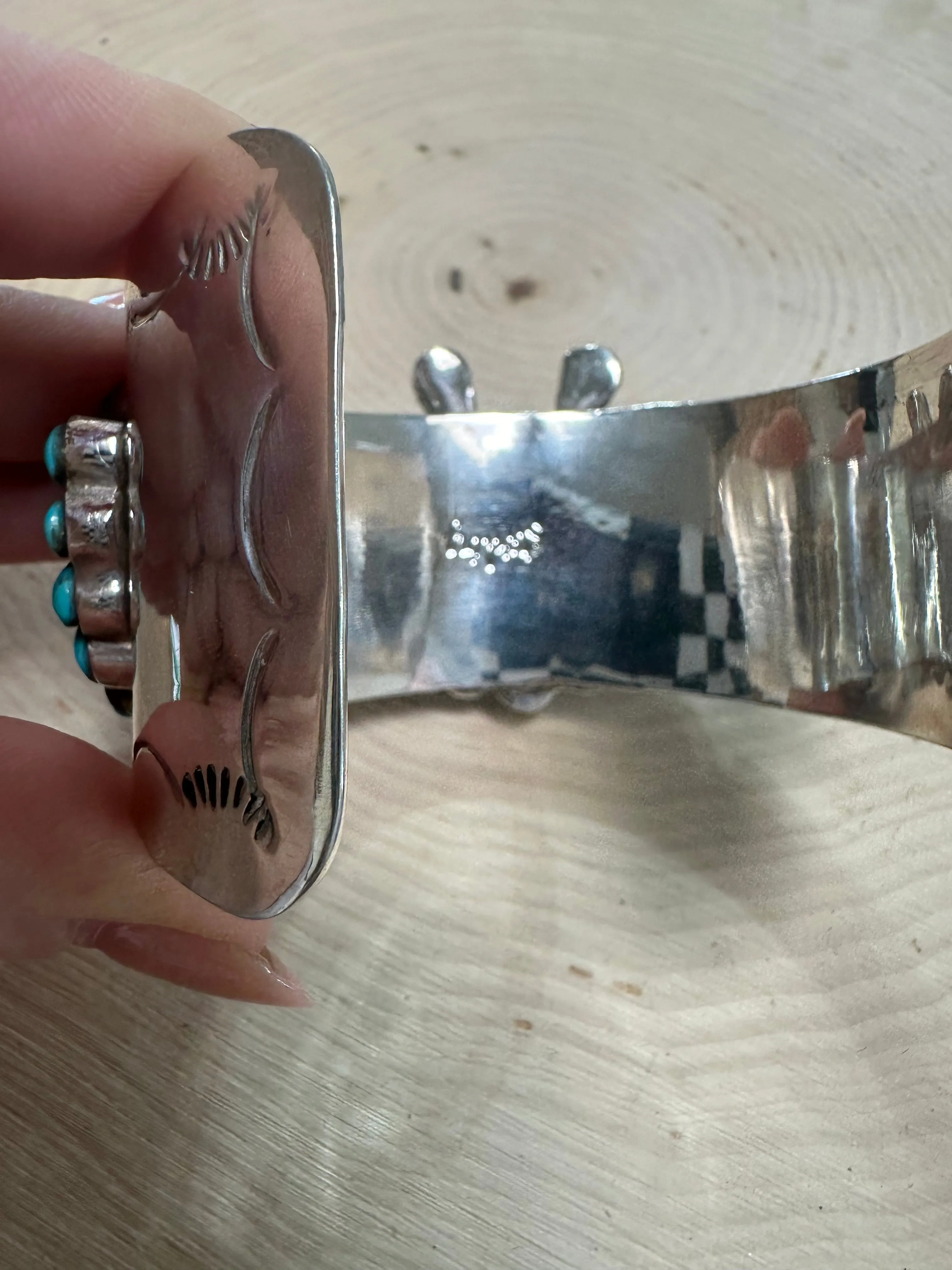 Handmade Sterling Silver Multi Stone Southwest Inlay Sunface Cuff