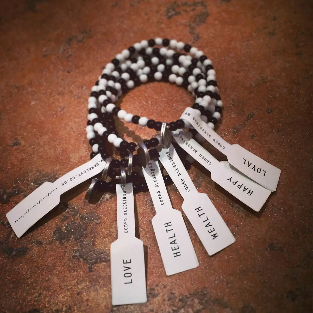 Happiness Morse Code Blessing Glass Bead Bracelet