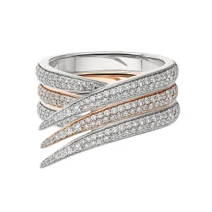 Interlocking Stacked Ring - 18ct Rose Gold & White Diamond