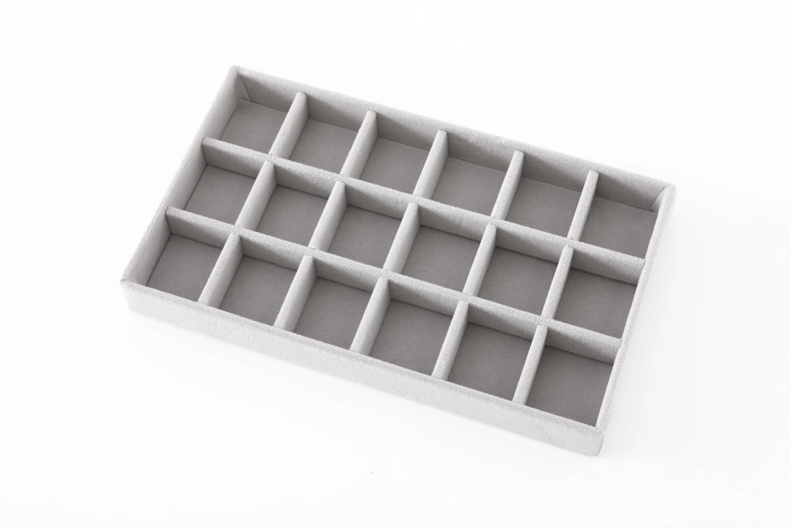 Kuber Industries 24 Pieces Velvet Jewelry Trays Organizer | Jewelry Storage Box | Jewelry Organizer | Showcase Holder Dresser Organizer for Earring Necklace Bracelet Ring | Pack of 6 |YBL4-02 | Grey