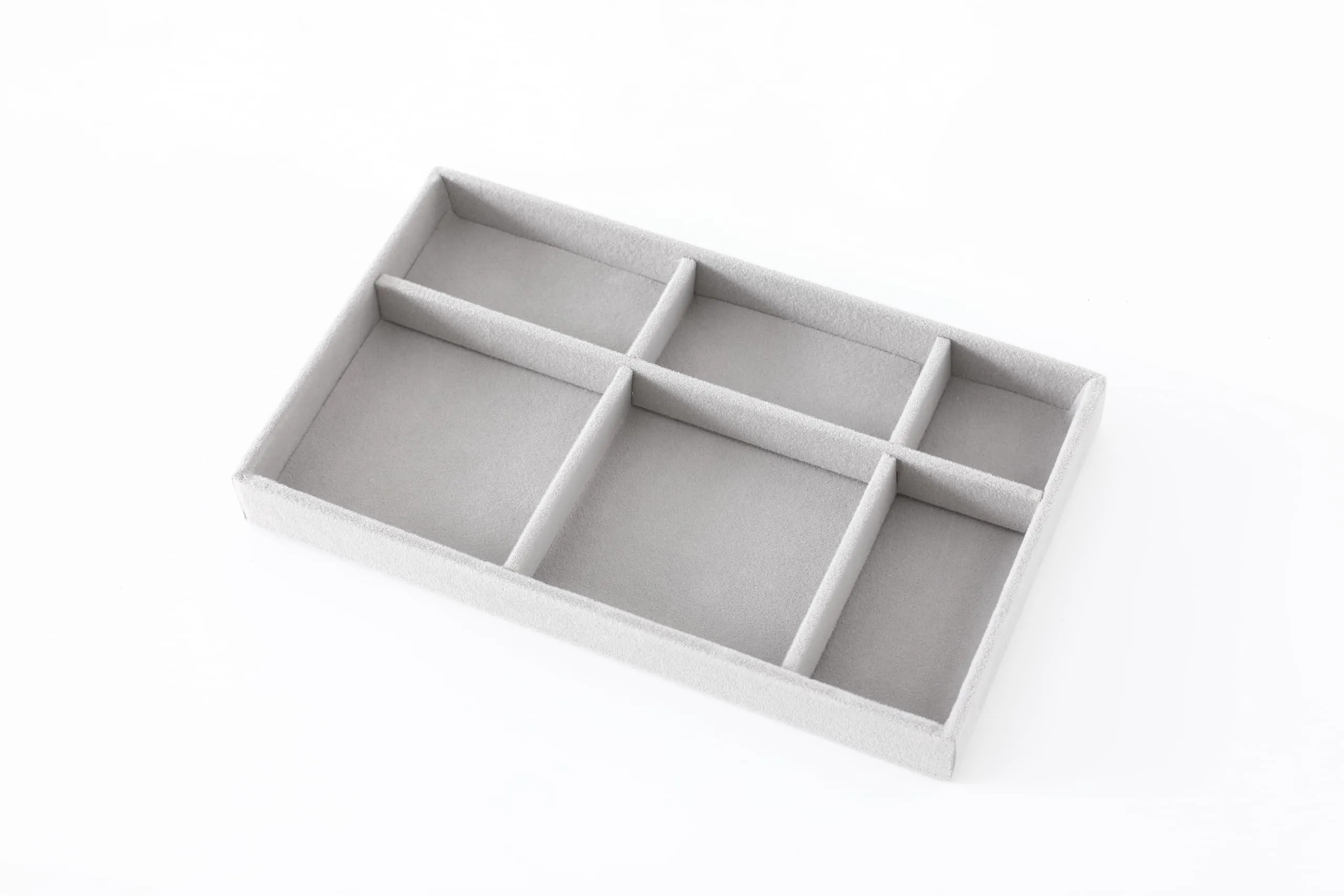 Kuber Industries 24 Pieces Velvet Jewelry Trays Organizer | Jewelry Storage Box | Jewelry Organizer | Showcase Holder Dresser Organizer for Earring Necklace Bracelet Ring | Pack of 6 |YBL4-02 | Grey