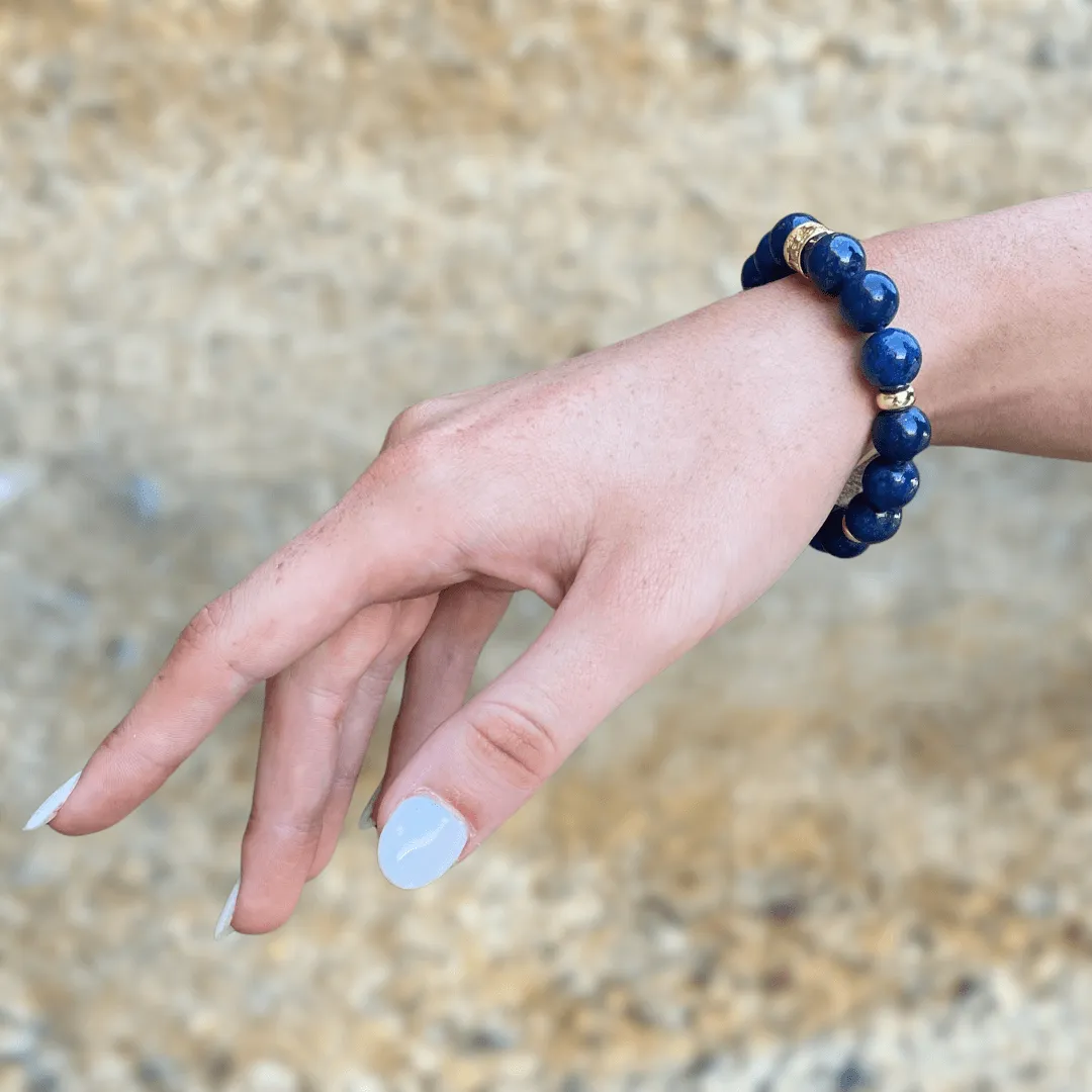 LAPIS LAZULI & GOLD BEADED BRACELET - HALCYON COLLECTION