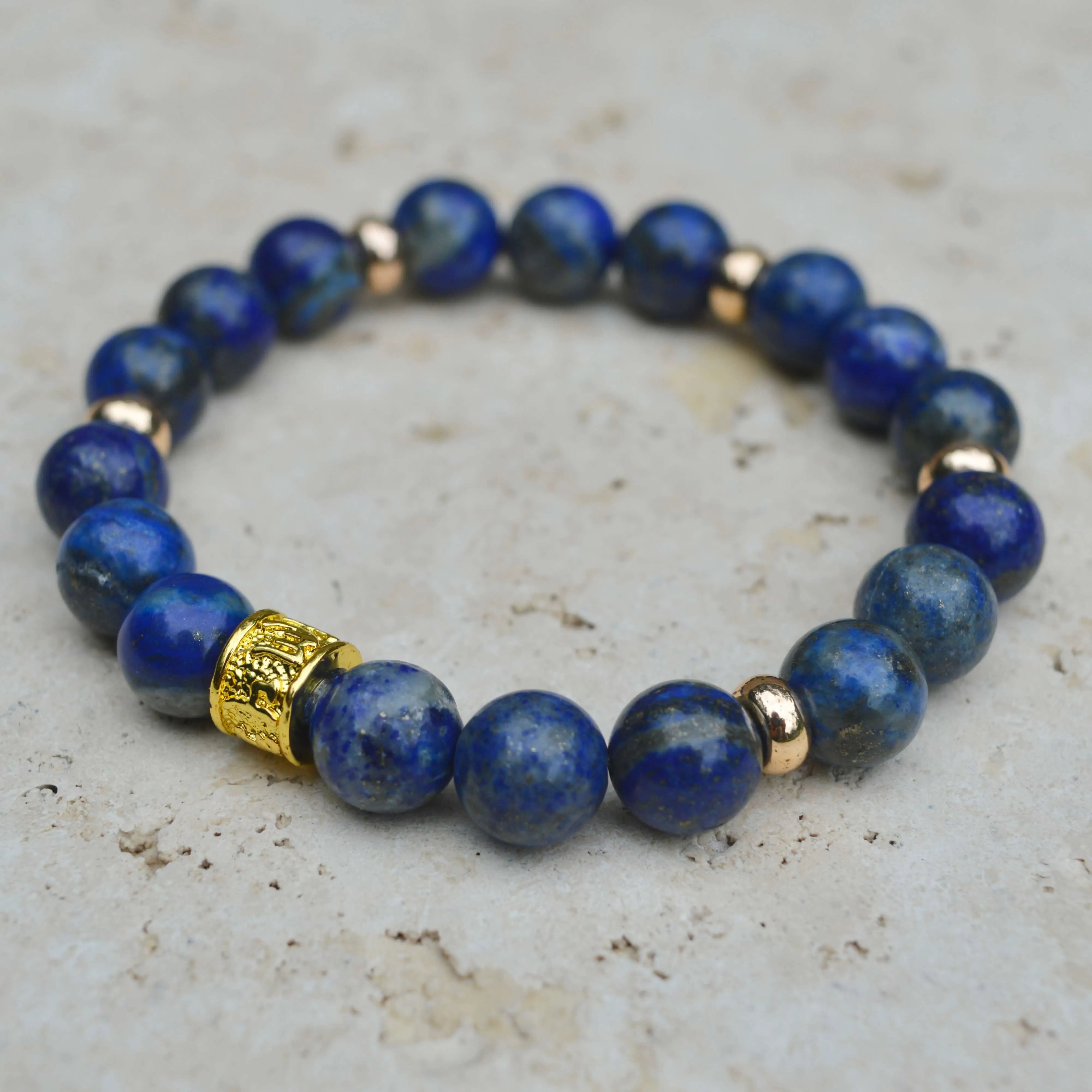 LAPIS LAZULI & GOLD BEADED BRACELET - HALCYON COLLECTION