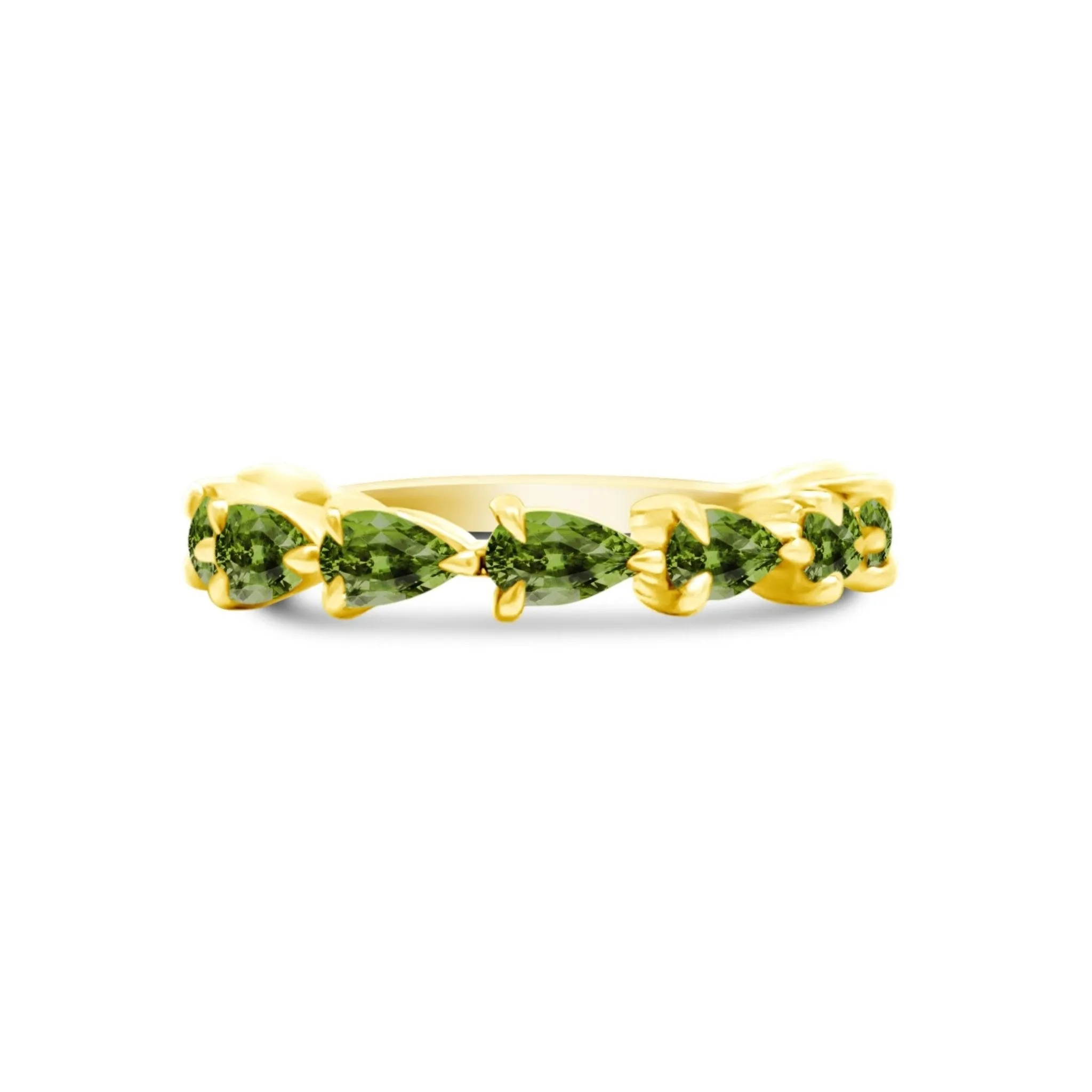 Large Green Tourmaline Chasing Pear Band