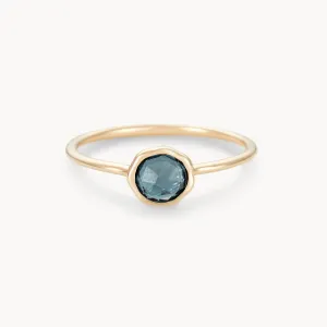 london blue topaz mini mood ring - 10k yellow gold, blue topaz