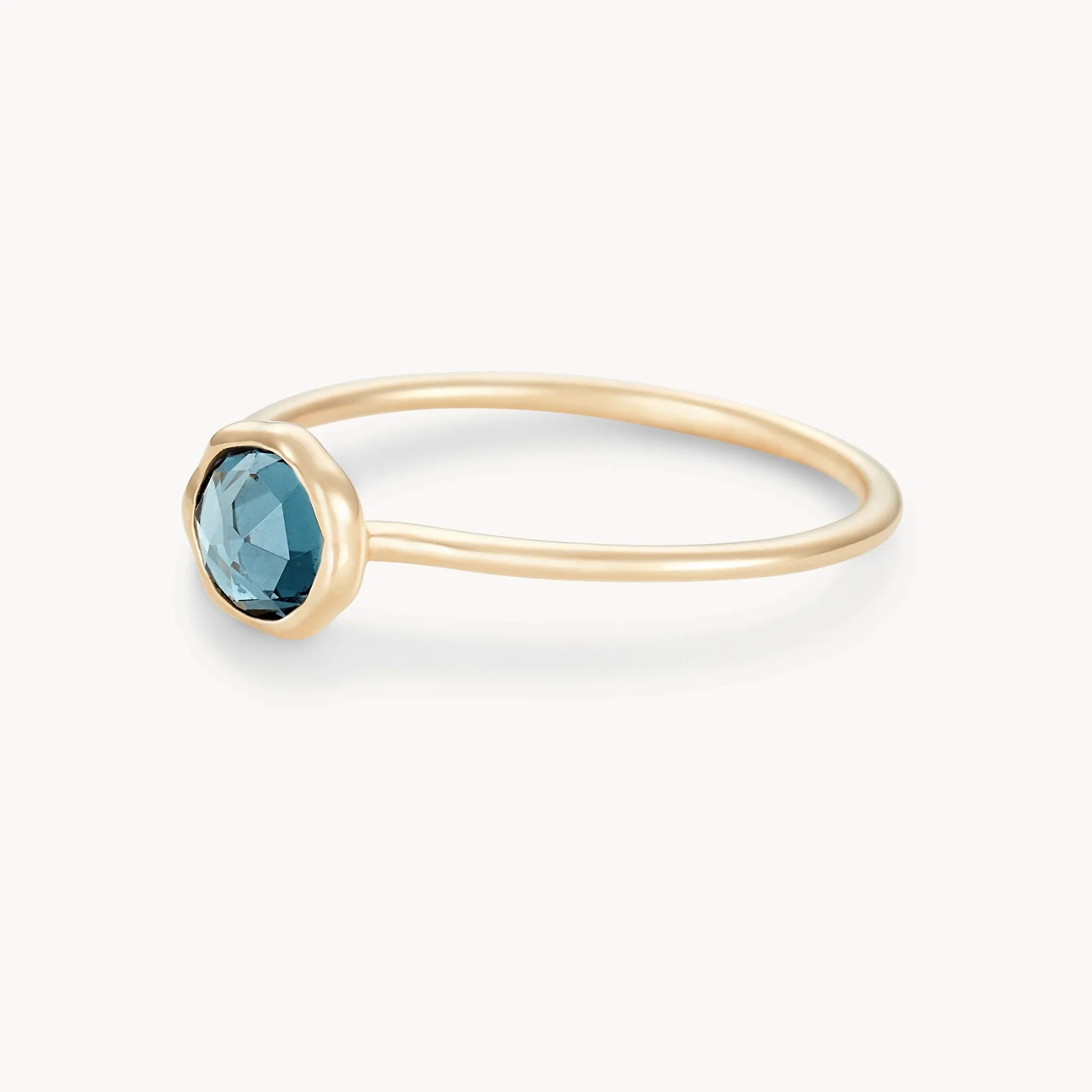 london blue topaz mini mood ring - 10k yellow gold, blue topaz