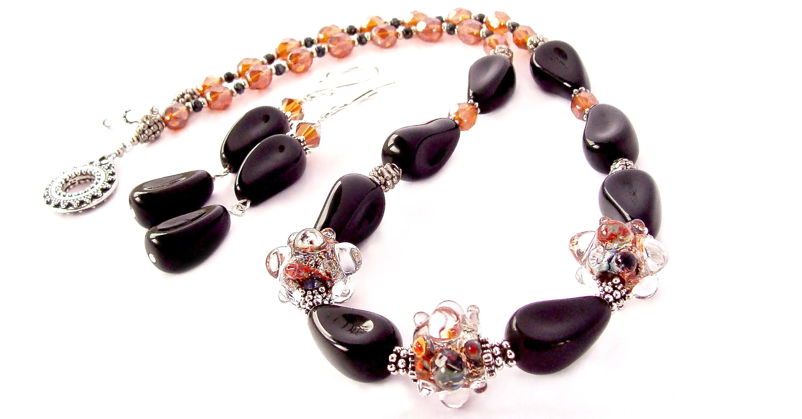 Manzanita: Black Necklace with Art Glass