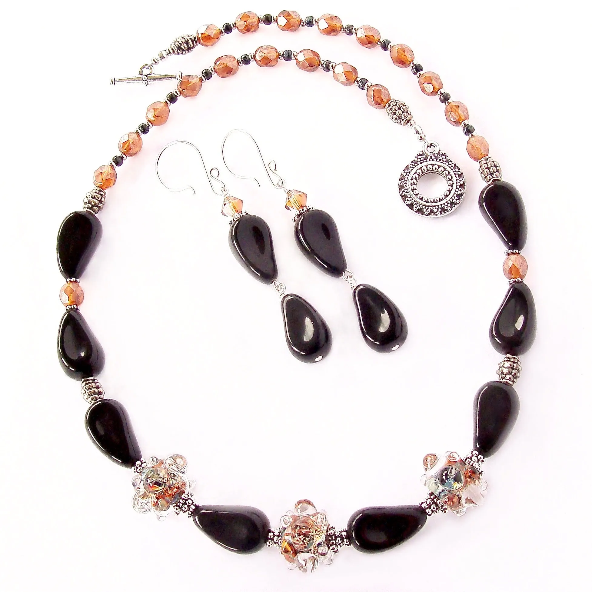 Manzanita: Black Necklace with Art Glass