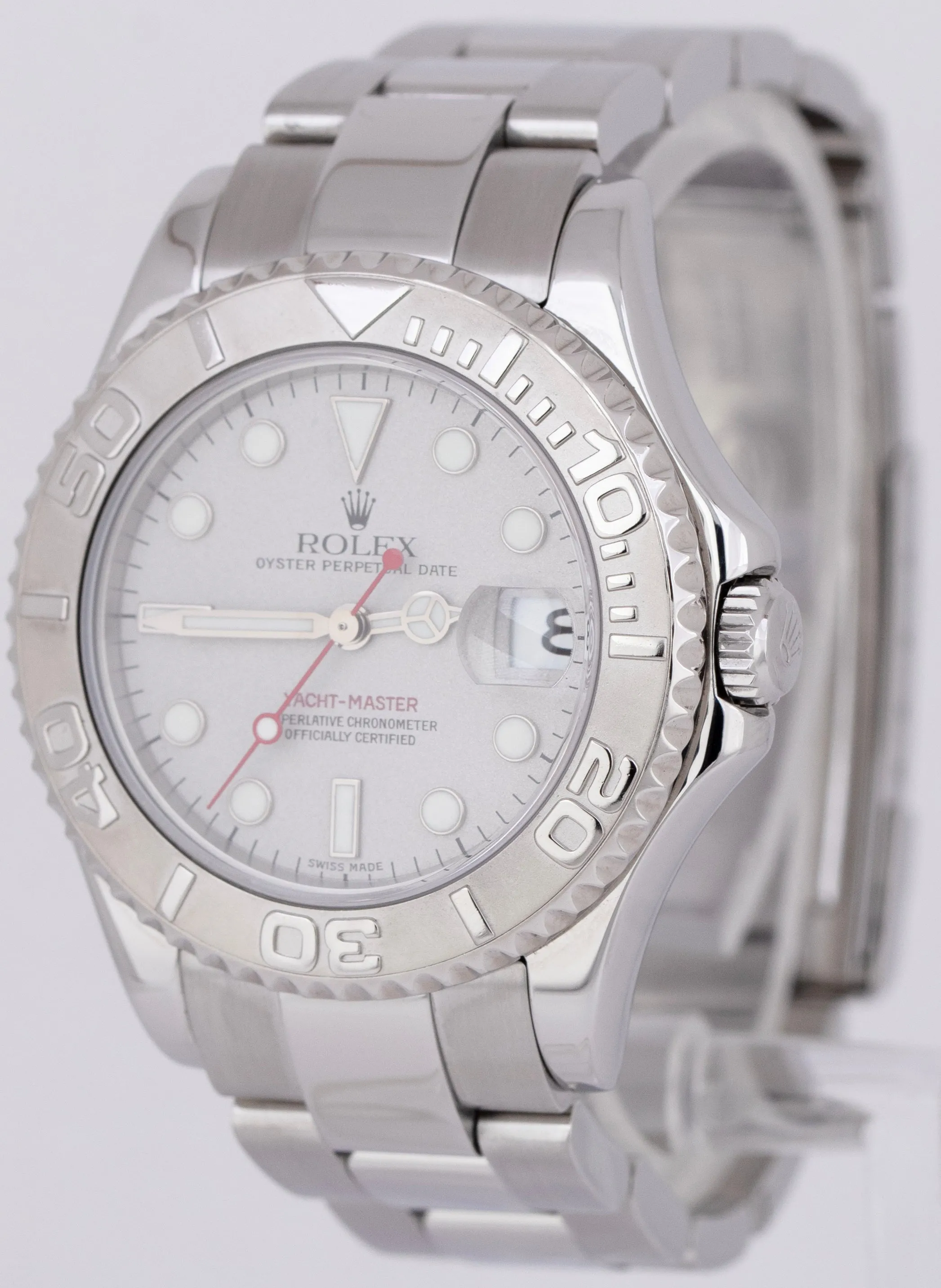 MINT Rolex Yacht-Master Mid-Size Platinum Stainless Steel 35mm 168622 Date Watch