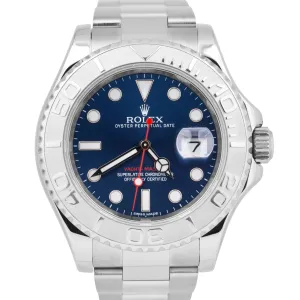 MINT Rolex Yacht-Master Platinum BLUE 40mm Stainless Steel Watch 116622 Watch