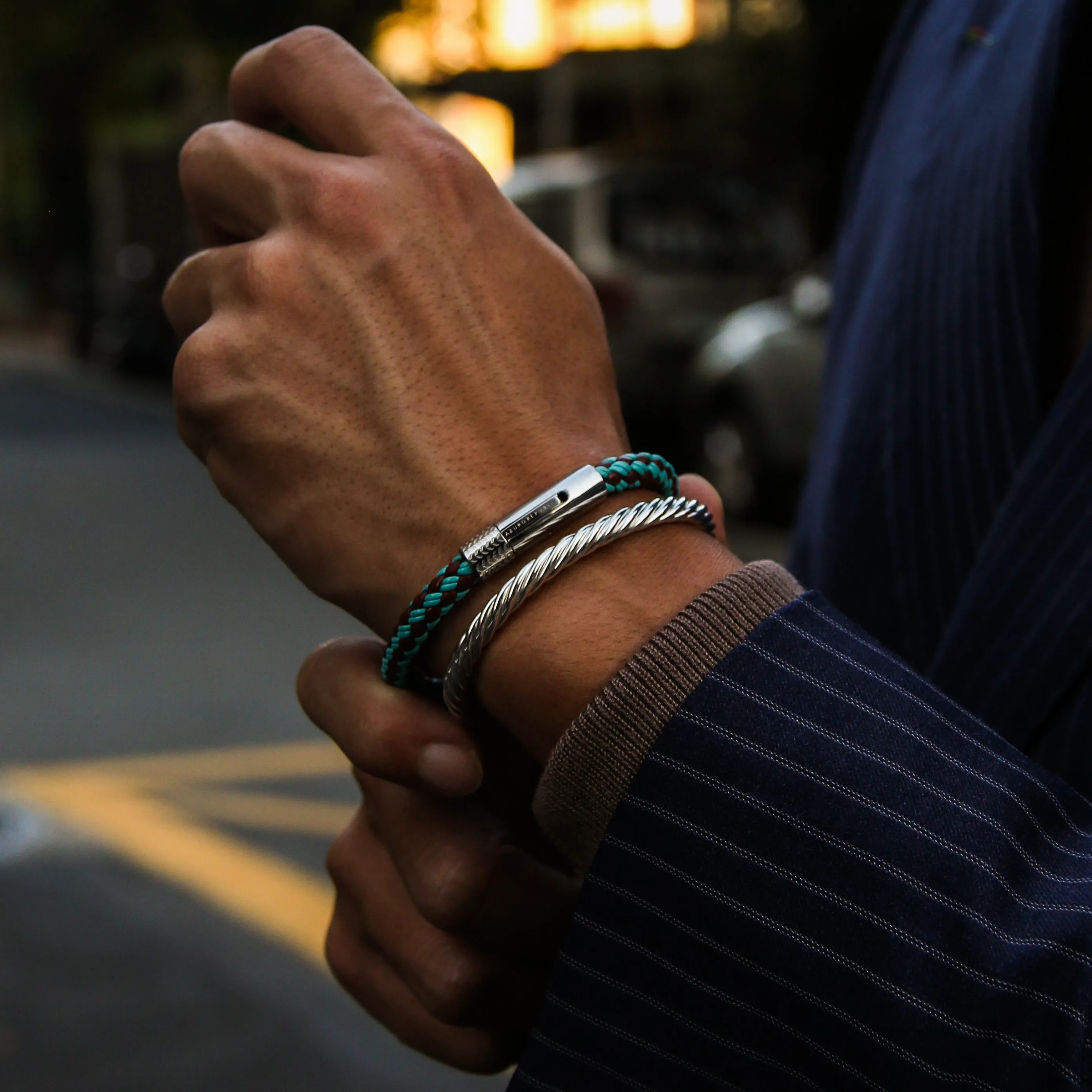 Mix Turquoise, Burgundy Leather Bracelet