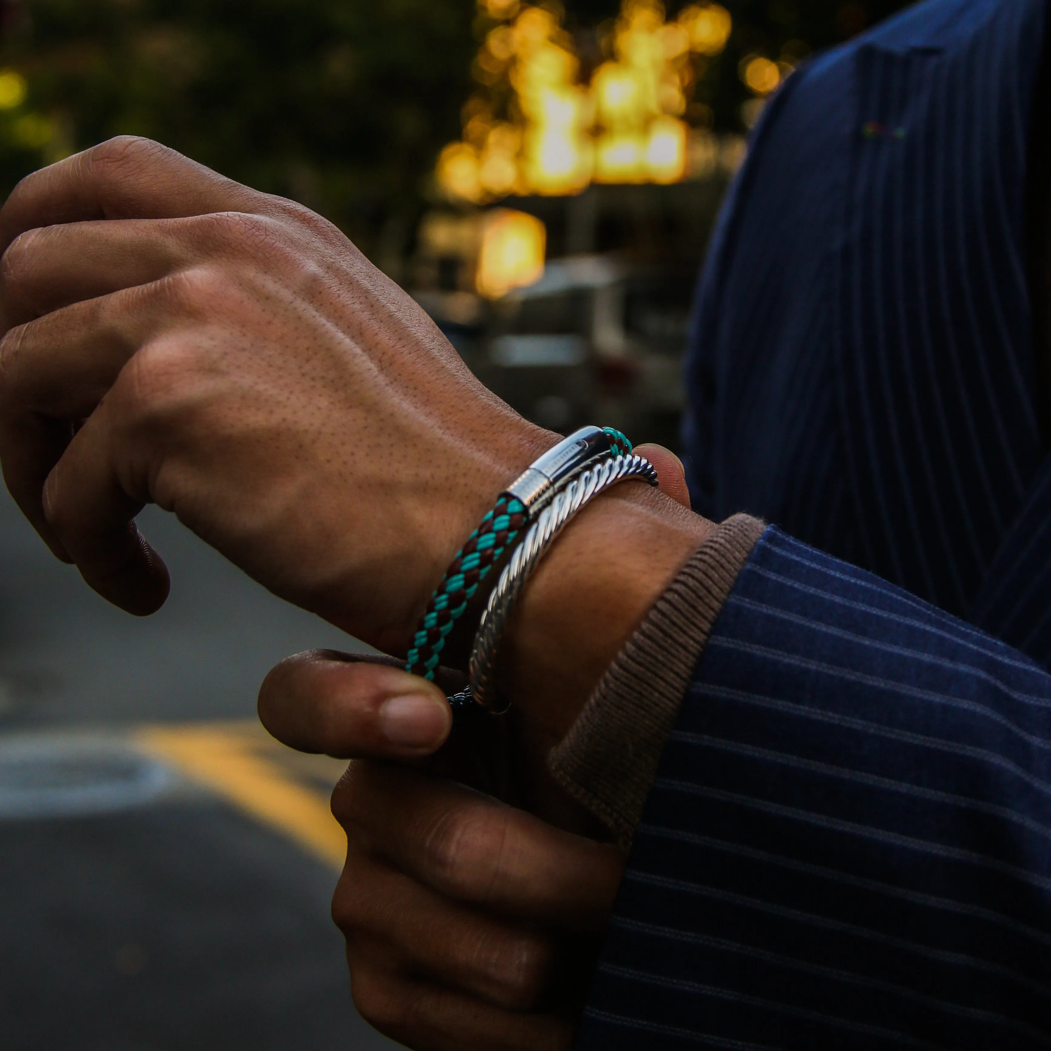 Mix Turquoise, Burgundy Leather Bracelet