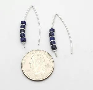 Modern Lapis Lazuli and Sterling Silver Threader Earrings (Sku8980)