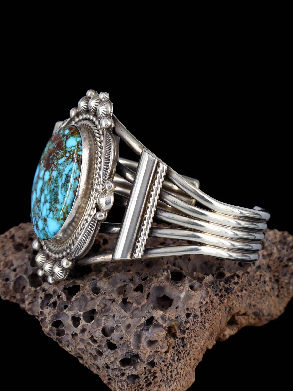 Native American Sterling Silver Kingman Turquoise Bracelet