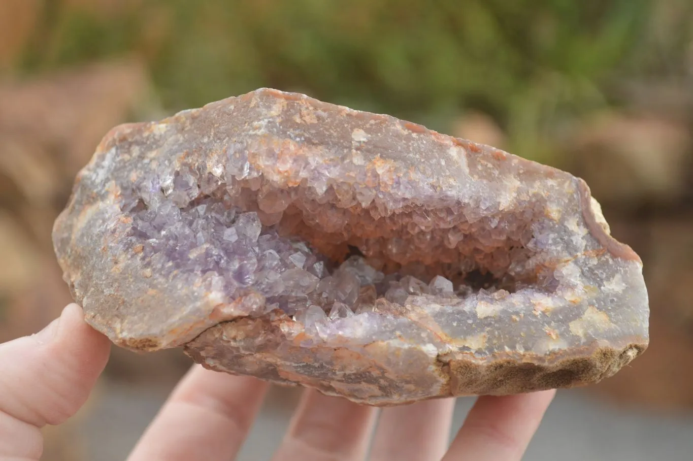 Natural Crystal & Amethyst Centred Geodes x 6 From Zululand, South Africa