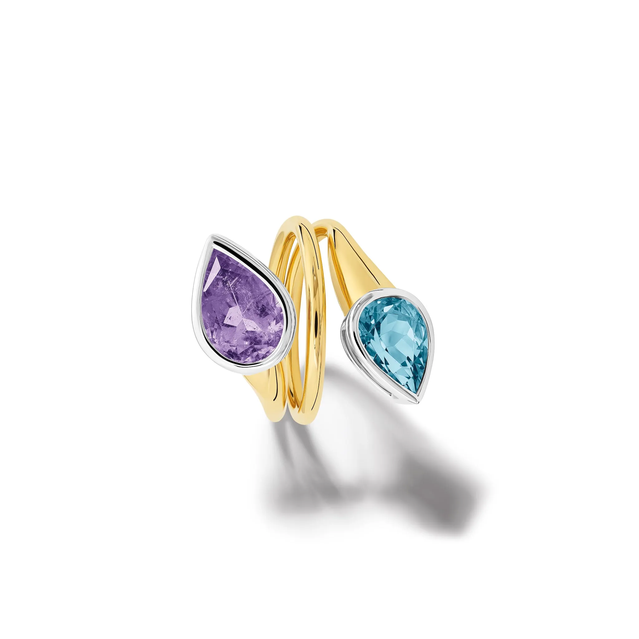 Nicoline Ring 18ct Yellow & White Gold - Purple Tourmaline & Aquamarine