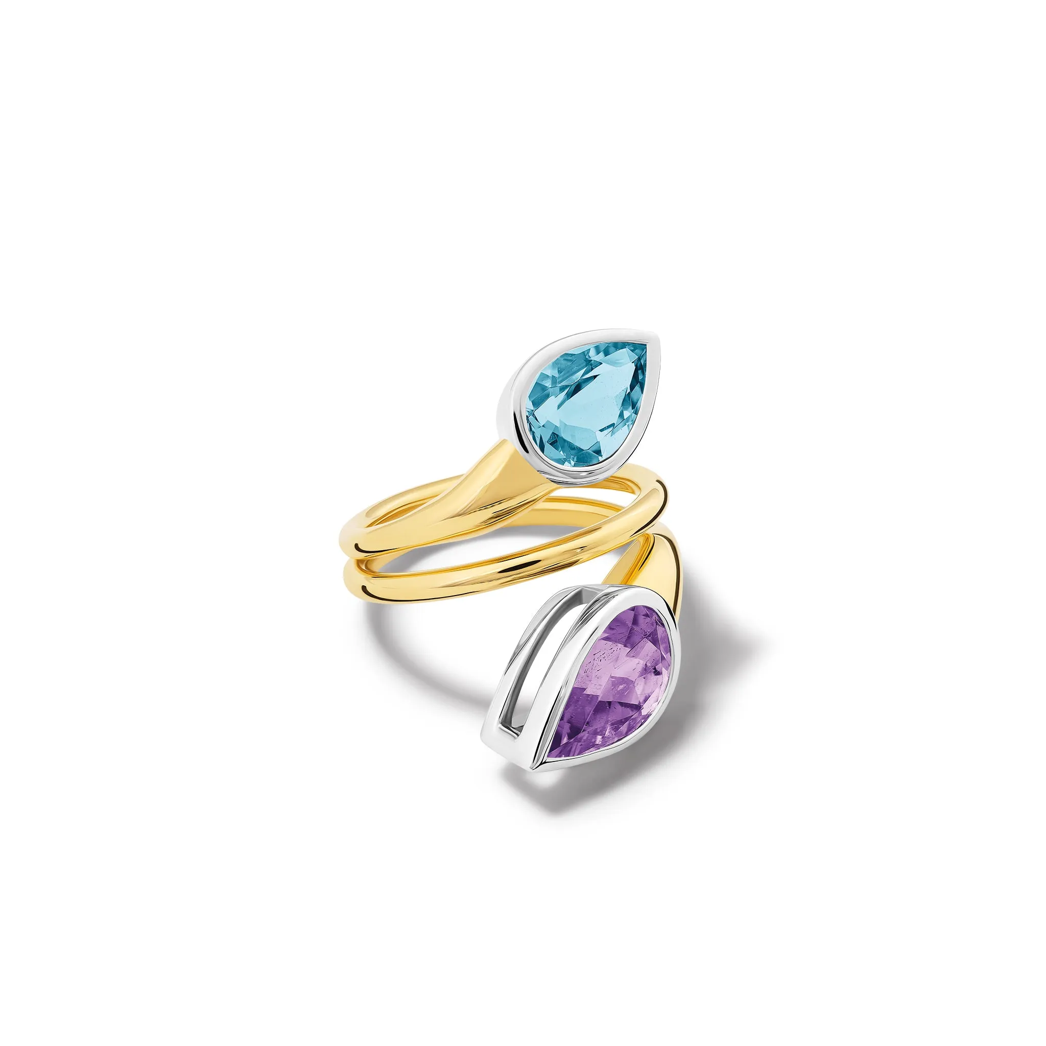 Nicoline Ring 18ct Yellow & White Gold - Purple Tourmaline & Aquamarine