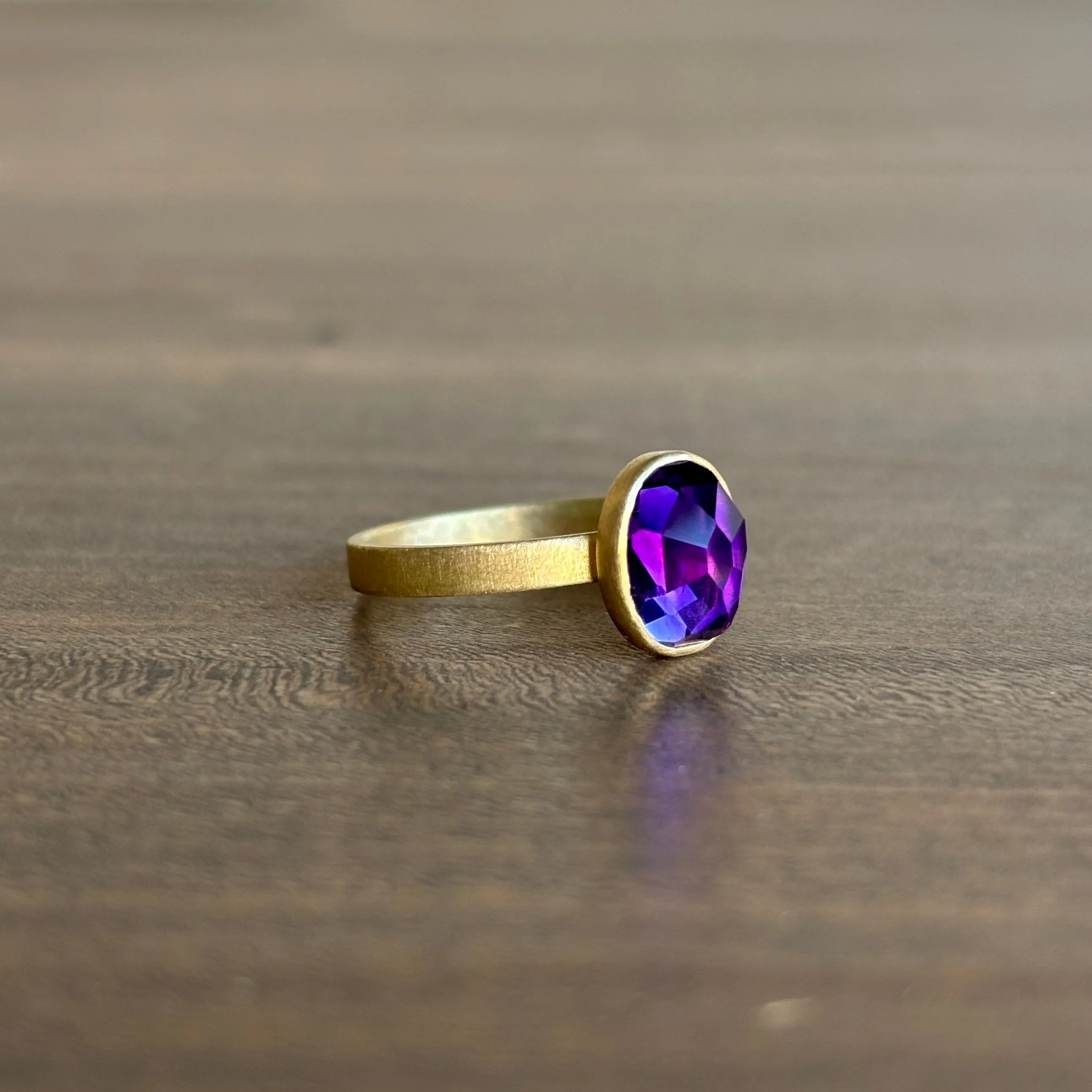 Oval Moroccan Fire Amethyst Stacking Ring