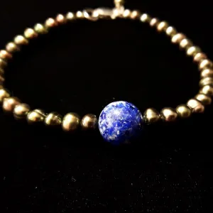 Pearl &, Lapis Lazuli Silver Bracelet