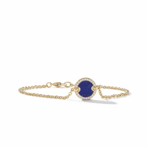 Petite DY Elements® Center Station Chain Bracelet in 18K Yellow Gold with Lapis and Pavé Diamonds