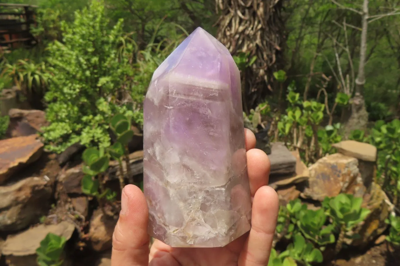 Polished Amethyst Window Quartz Points x 2 From Akansobe, Madagascar