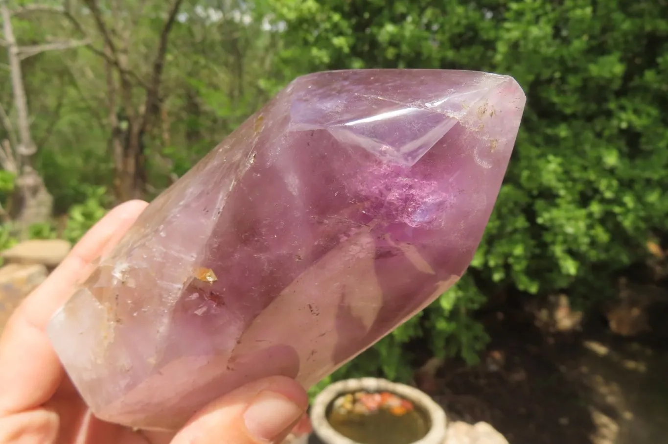 Polished Amethyst Window Quartz Points x 2 From Akansobe, Madagascar