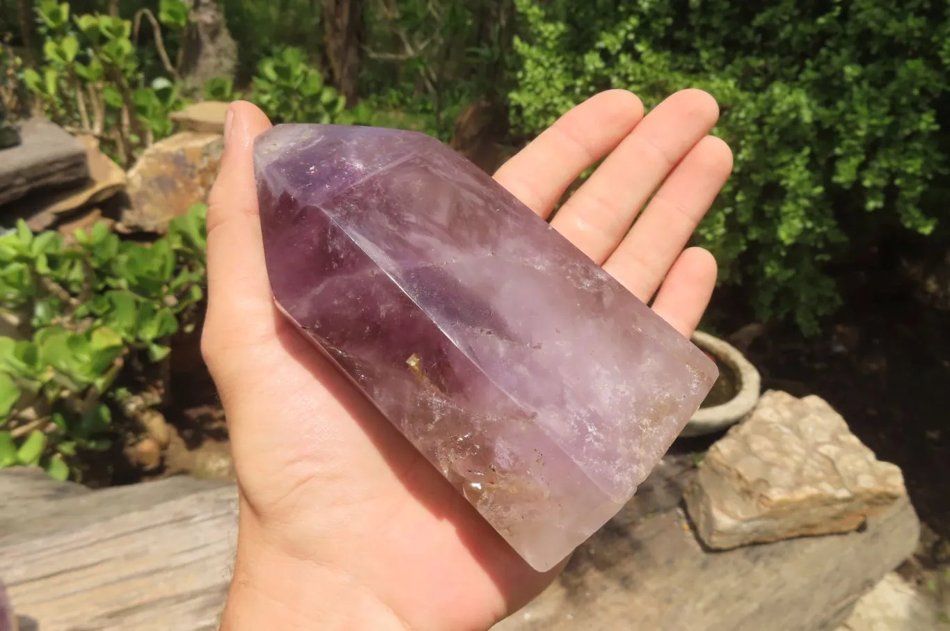 Polished Amethyst Window Quartz Points x 2 From Akansobe, Madagascar