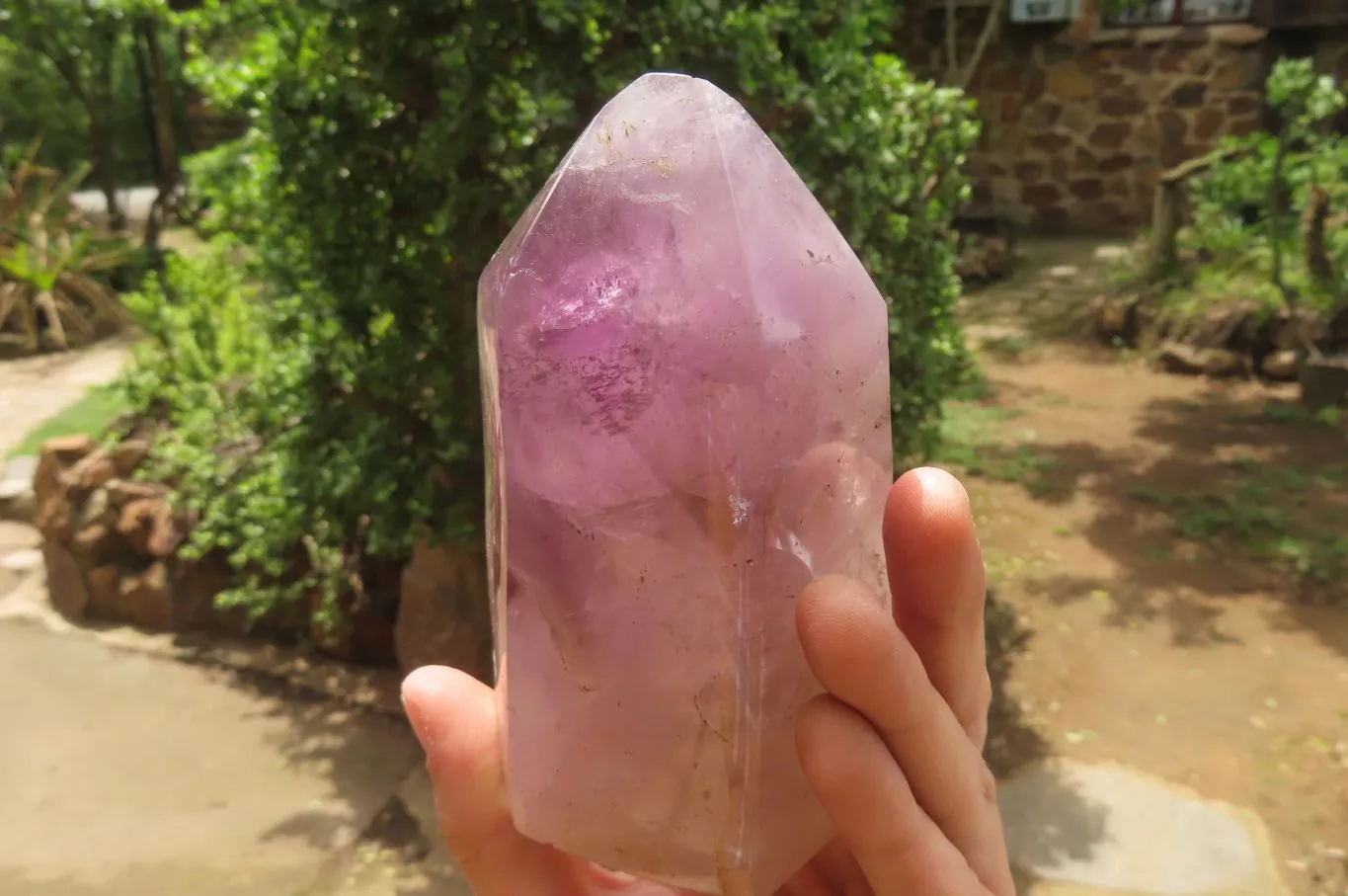 Polished Amethyst Window Quartz Points x 2 From Akansobe, Madagascar