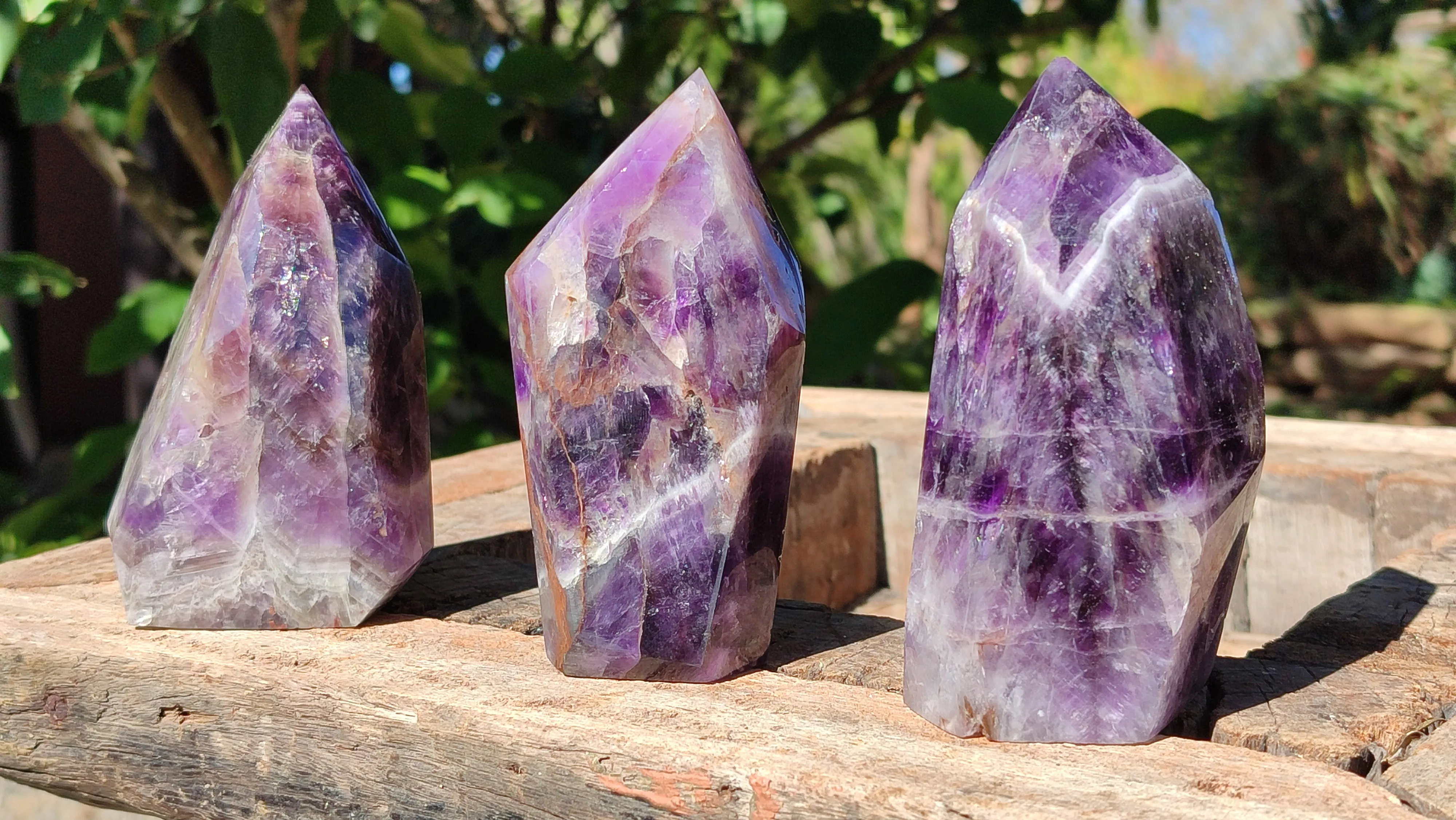 Polished Dream Amethyst Points x 3 From Madagascar