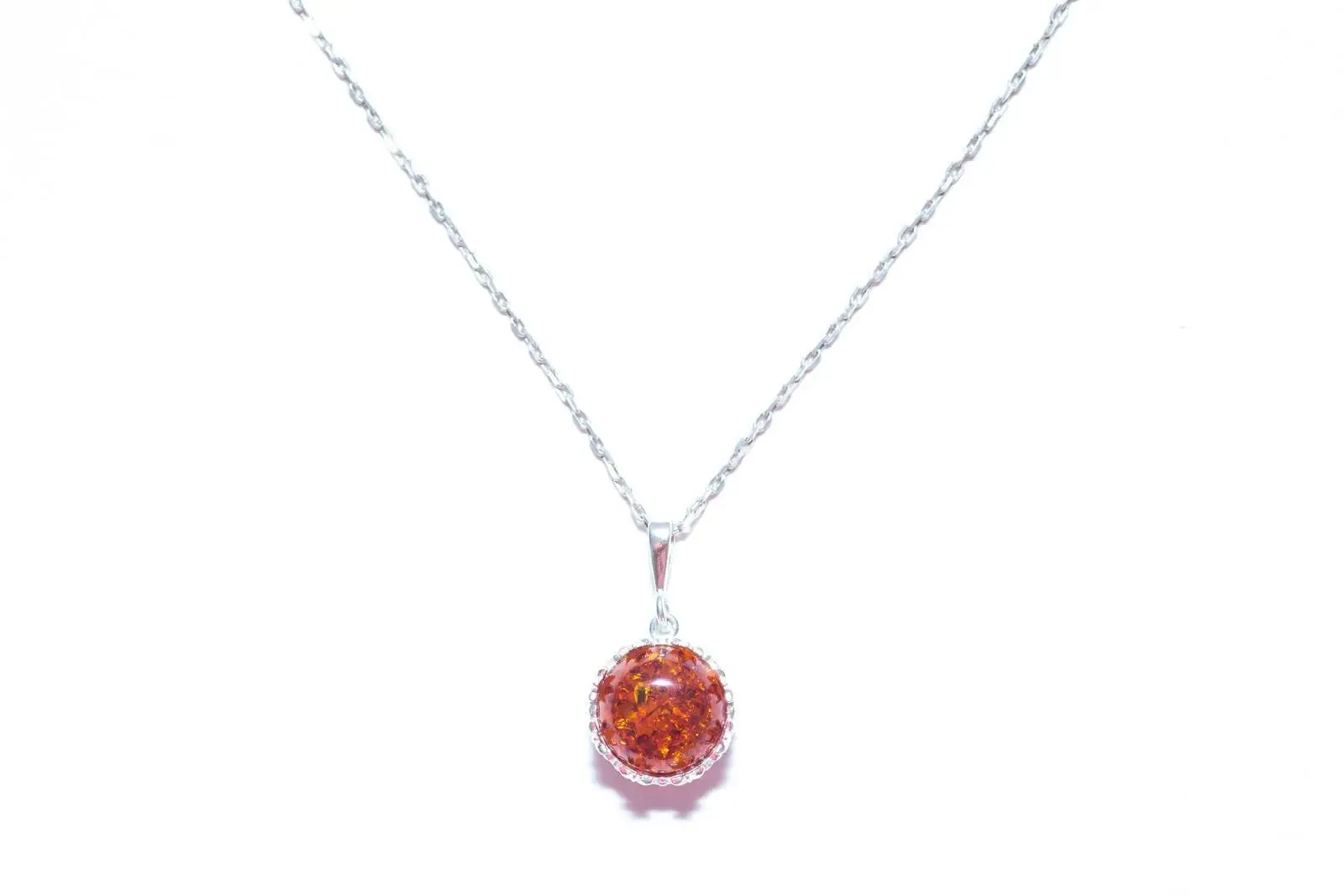 Princess Crown Amber Pendant - Exquisite Sterling Silver Design