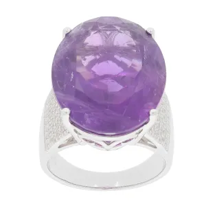 Purple Amethyst Sterling Silver Ring with Accent