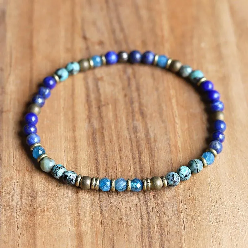 "Intuition & Change" Lapis Lazuli and African Turquoise Delicate Bracelet