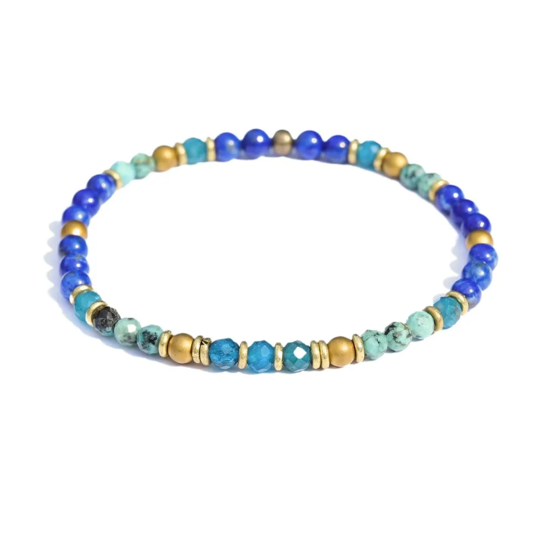 "Intuition & Change" Lapis Lazuli and African Turquoise Delicate Bracelet