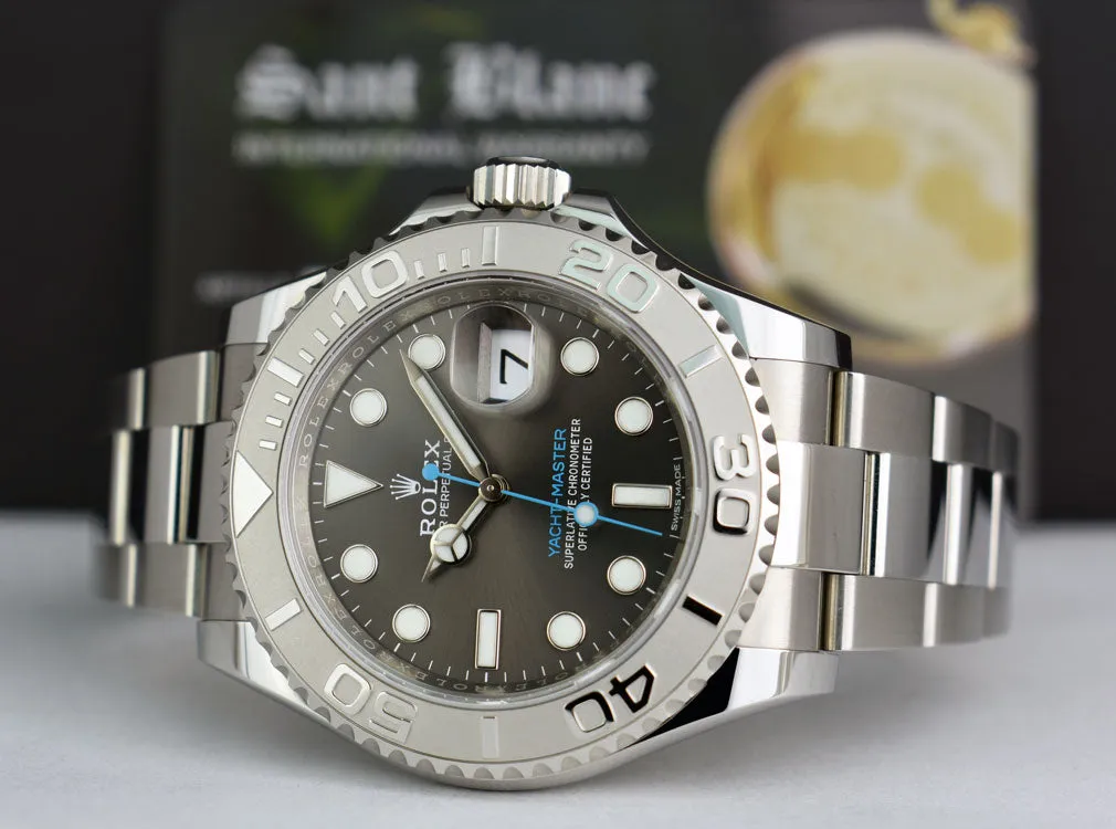 ROLEX 40mm Platinum & Stainless Steel Yachtmaster Rhodium Dial Model 116622